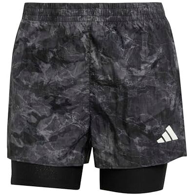 adidas Femme Own the Run Spray Dye 2in1 Short, grey four/black, XS adidas Femme Own the Run Spray Dye 2in1 Short, grey four/black, XS