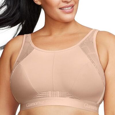 Glamorise Soutien-gorge de sport opaque pour femme, chair, 100D Glamorise Soutien-gorge de sport opaque pour femme, chair, 100D