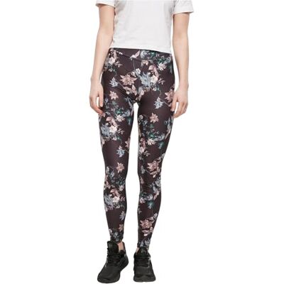 Urban Classics Legging AOP doux pour femme, Fleur noire, M Urban Classics Legging AOP doux pour femme, Fleur noire, M