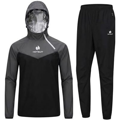 HOTSUIT Combinaison Sudation Hommes pour Sweat Survêtement Sauna Veste Pantalon et Perte de Poids sport et fitness Sweat Vêtements de Sudation Gris-2XL HOTSUIT Combinaison Sudation Hommes pour Sweat Survêtement Sauna Veste Pantalon et Perte de Poids sport et fitness Sweat Vêtements de Sudation Gris-2XL