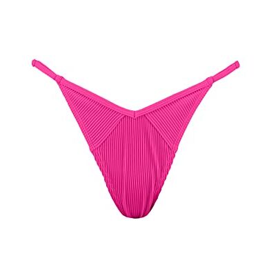 PUMA Tanga Côtelé Bikini Bottoms Femme, rose fluo, XS PUMA Tanga Côtelé Bikini Bottoms Femme, rose fluo, XS