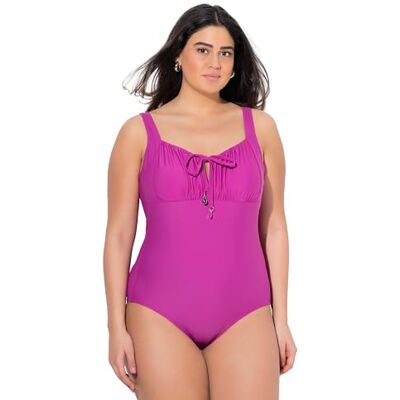 Ulla Popken Maillot de bain grande taille pour femme, grandes tailles, froncé, armature, sans bonnets souples, recyclé 836182, orchidée, 48 Ulla Popken Maillot de bain grande taille pour femme, grandes tailles, froncé, armature, sans bonnets souples, recyclé 836182, orchidée, 48