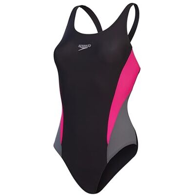 Speedo Maillot de bain 1 pièce Colourblock 2.0 pour femme Maillots de bain d'entraînement Doux au toucher Natation fitness Noir/gris anthracite/rose électrique, 40/16 Speedo Maillot de bain 1 pièce Colourblock 2.0 pour femme Maillots de bain d'entraînement Doux au toucher Natation fitness Noir/gris anthracite/rose électrique, 40/16