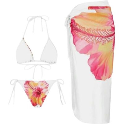 Uqezagpa Ensemble tankini 3 pièces à imprimé floral avec attache réglable et respirant avec jupe pour piscine ou plage, maillot de bain à séchage rapide Uqezagpa Ensemble tankini 3 pièces à imprimé floral avec attache réglable et respirant avec jupe pour piscine ou plage, maillot de bain à séchage rapide