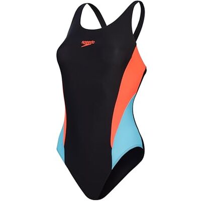 Speedo Maillot de bain 1 pièce Colourblock 2.0 pour femme Maillots de bain d'entraînement Doux au toucher Natation Fitness, Noir/Rouge sirène, Picton, 30/6 Speedo Maillot de bain 1 pièce Colourblock 2.0 pour femme Maillots de bain d'entraînement Doux au toucher Natation Fitness, Noir/Rouge sirène, Picton, 30/6