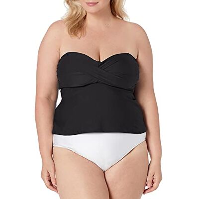 Catalina Maillot de bain bandeau pour femme avec haut tankini torsadé, noir, XL, Noir, XL Catalina Maillot de bain bandeau pour femme avec haut tankini torsadé, noir, XL, Noir, XL