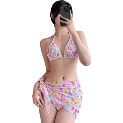 Uqezagpa Maillot de bain 3 pièces pour femme Maillot de bain push-up Ensemble de maillots de bain tendance à imprimé floral Maillots de bain pour femmes Uqezagpa Maillot de bain 3 pièces pour femme Maillot de bain push-up Ensemble de maillots de bain tendance à imprimé floral Maillots de bain pour femmes