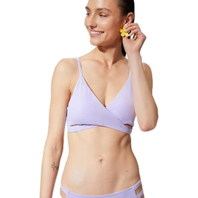 Koton Haut de bikini triangle à bretelles spaghetti à bretelles enveloppantes pour femme, Violet (311), 38 Koton Haut de bikini triangle à bretelles spaghetti à bretelles enveloppantes pour femme, Violet (311), 38
