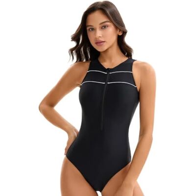 CHENWEIHAI Maillot de bain bikini pour femme Dos nageur Maillot de bain Boyleg Maillot de bain Vêtement de plage Fermeture éclair avant (XXL/Noir) CHENWEIHAI Maillot de bain bikini pour femme Dos nageur Maillot de bain Boyleg Maillot de bain Vêtement de plage Fermeture éclair avant (XXL/Noir)
