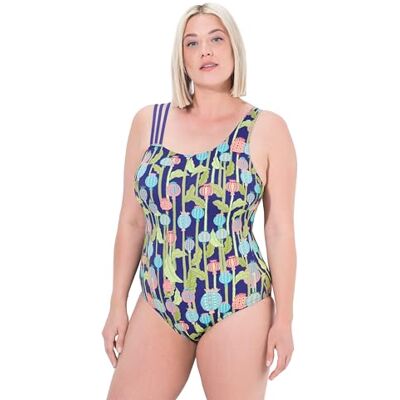 Ulla Popken Maillot de bain recyclé pour femme, chardons, bonnets souples, trois bretelles, vert pomme, 42 Ulla Popken Maillot de bain recyclé pour femme, chardons, bonnets souples, trois bretelles, vert pomme, 42