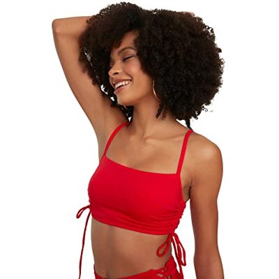 Trendyol Maillot de Bain Shirred Haut de Bikini Femme, Rouge, 40 Trendyol Maillot de Bain Shirred Haut de Bikini Femme, Rouge, 40