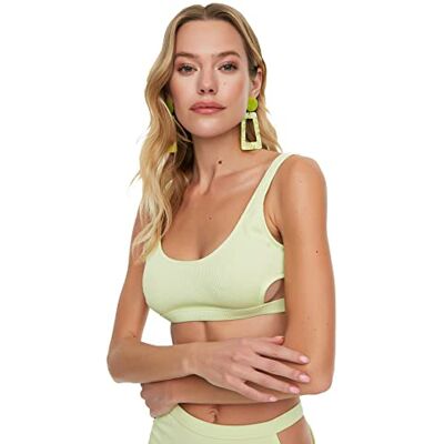 Trendyol Encolure Texturée-Haut de Bikini Détaillé Femme, Vert, 36 Trendyol Encolure Texturée-Haut de Bikini Détaillé Femme, Vert, 36