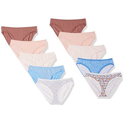 Amazon Essentials Bas de bikini en coton (grandes tailles disponibles) Women's, Pack of 10, Fleuri/Motif Liberty/Multicolore/Points, 44 Amazon Essentials Bas de bikini en coton (grandes tailles disponibles) Women's, Pack of 10, Fleuri/Motif Liberty/Multicolore/Points, 44