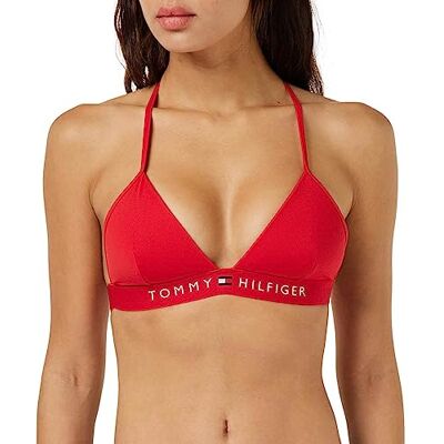 Tommy Hilfiger Haut de bikini triangle rembourré pour femme, Rouge (Primary Red), XS Tommy Hilfiger Haut de bikini triangle rembourré pour femme, Rouge (Primary Red), XS