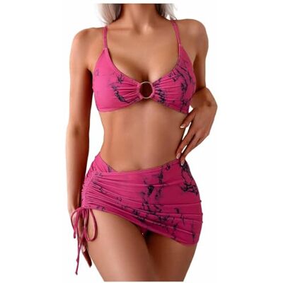 CHENWEIHAI Maillot de bain bikini push-up pour femme Bikini Tie Dye 3 pièces Ensemble de bikinis sexy à nouer Maillots de bain imprimés CHENWEIHAI Maillot de bain bikini push-up pour femme Bikini Tie Dye 3 pièces Ensemble de bikinis sexy à nouer Maillots de bain imprimés