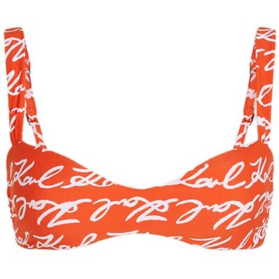 KARL LAGERFELD Karl Signature Haut de bikini intégral pour femme, string AOP-Tango, XS, Orange, XS KARL LAGERFELD Karl Signature Haut de bikini intégral pour femme, string AOP-Tango, XS, Orange, XS