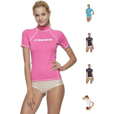 CRESSI Rash Guard Maillot Manches Courtes de Protection pour Femmes en Tissu élastique avec Protection Contre Les Rayons UV du Soleil (UPF) 50+ Femme CRESSI Rash Guard Maillot Manches Courtes de Protection pour Femmes en Tissu élastique avec Protection Contre Les Rayons UV du Soleil (UPF) 50+ Femme