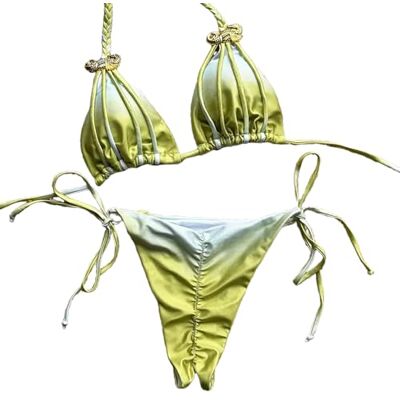 Uqezagpa Maillot de bain deux pièces élégant pour femme Tankini tendance Tie Dyeing Réglable Séchage rapide Nylon Split Maillots de bain noués réglables Uqezagpa Maillot de bain deux pièces élégant pour femme Tankini tendance Tie Dyeing Réglable Séchage rapide Nylon Split Maillots de bain noués réglables