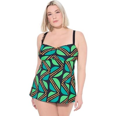 Ulla Popken Tankini grande taille pour femme, grandes tailles, Paula, jungle géométrique, Noir, 48 Ulla Popken Tankini grande taille pour femme, grandes tailles, Paula, jungle géométrique, Noir, 48