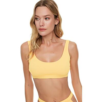 Trendyol Encolure Texturée-Haut de Bikini Détaillé Femme, Orange, 38 Trendyol Encolure Texturée-Haut de Bikini Détaillé Femme, Orange, 38