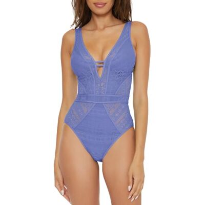 BECCA Maillot de bain une pièce Color Play pour femme, col plongeant, crochet, maillots de bain, bleuet, L BECCA Maillot de bain une pièce Color Play pour femme, col plongeant, crochet, maillots de bain, bleuet, L
