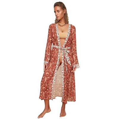Trendyol Écharpe À Motif Kimono et Caftan Foulard Femme, Multicolore., XL Trendyol Écharpe À Motif Kimono et Caftan Foulard Femme, Multicolore., XL