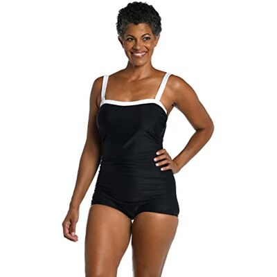 Maxine Of Hollywood Women's Standard Bandeau Girl Leg One Piece Swimsuit, Black, 18 Maxine Of Hollywood Women's Standard Bandeau Girl Leg One Piece Swimsuit, Black, 18