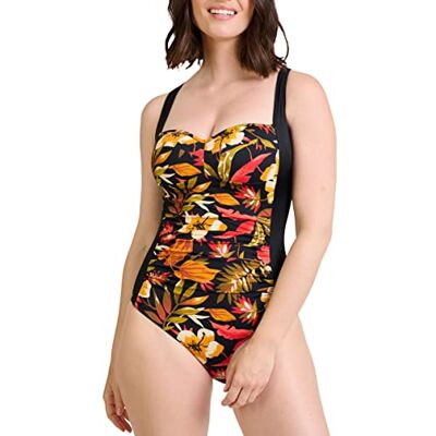 SANS COMPLEXE Maillot de bain une pièce en mousse sans armatures pour femme, Imprimé Floral Noir, 120F SANS COMPLEXE Maillot de bain une pièce en mousse sans armatures pour femme, Imprimé Floral Noir, 120F