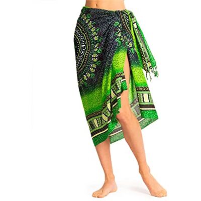 PANASIAM sarong, paréo au design Maoi, foulard d'été léger en viscose fine, Vert, 165x113cm PANASIAM sarong, paréo au design Maoi, foulard d'été léger en viscose fine, Vert, 165x113cm