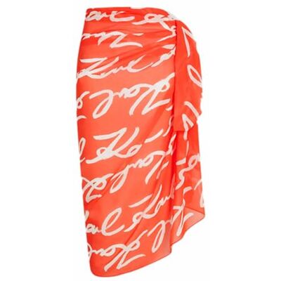 KARL LAGERFELD Karl Signature All-Over Paréo pour femme, string AOP, taille unique, Orange, XS KARL LAGERFELD Karl Signature All-Over Paréo pour femme, string AOP, taille unique, Orange, XS