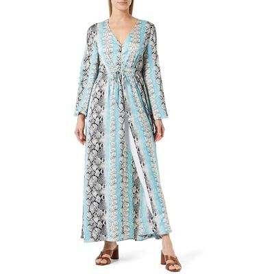LOMASI Caftan de plage pour femme, 19323119-LO01, bleu multicolore, taille S, Caftan de plage, S LOMASI Caftan de plage pour femme, 19323119-LO01, bleu multicolore, taille S, Caftan de plage, S