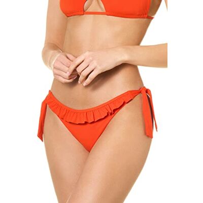 Goldenpoint Bikini Damen Badeanzug Slip Niedriger Schnitt Mit Bändern Und Rüschen Maillot de bain une pièce pour femme, orange., M Goldenpoint Bikini Damen Badeanzug Slip Niedriger Schnitt Mit Bändern Und Rüschen Maillot de bain une pièce pour femme, orange., M