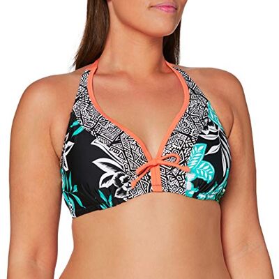 Pour Moi Sea Breeze Hidden Triangle Underwired Top Haut de Bikini Femme, Green/Black/Coral, 32DD Pour Moi Sea Breeze Hidden Triangle Underwired Top Haut de Bikini Femme, Green/Black/Coral, 32DD