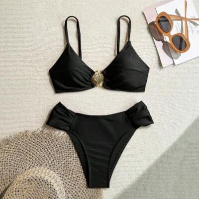 CHENWEIHAI Maillot de bain bikini sexy pour femme Taille haute Maillot de bain deux pièces Maillot de bain de plage Vacances (M/noir) CHENWEIHAI Maillot de bain bikini sexy pour femme Taille haute Maillot de bain deux pièces Maillot de bain de plage Vacances (M/noir)