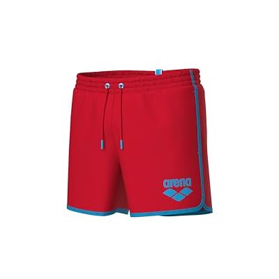 arena Men's Big Logo Borders Beach Short Red-Turchese arena Men's Big Logo Borders Beach Short Red-Turchese