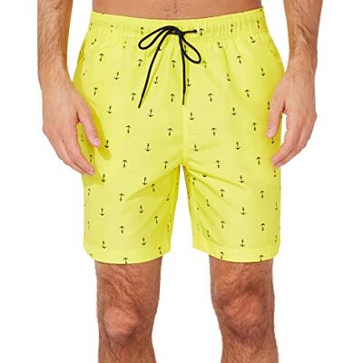 Nautica Short de bain classique à séchage rapide pour homme Motif ancre, jaune vif, S Nautica Short de bain classique à séchage rapide pour homme Motif ancre, jaune vif, S