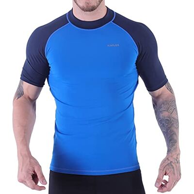 H.MILES Rash Vest Homme Rash Guard Manches Courtes Plongée en apnée Surf Top Combinaison de Sous-Protection UV T-shirt de Plage H.MILES Rash Vest Homme Rash Guard Manches Courtes Plongée en apnée Surf Top Combinaison de Sous-Protection UV T-shirt de Plage