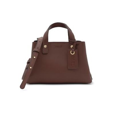 TOUS Sac à main en cuir marron, design élégant avec fermeture éclair dorée, poignées courtes, détails métalliques TOUS Sac à main en cuir marron, design élégant avec fermeture éclair dorée, poignées courtes, détails métalliques