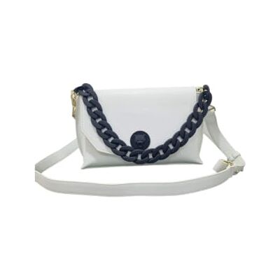 PLEIN SPORT Medium Flap Devon, Handbag unisexe adulte, Off White, Blanc cassé PLEIN SPORT Medium Flap Devon, Handbag unisexe adulte, Off White, Blanc cassé