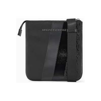 Giorgio Armani Exchange Dylan Sac à bandoulière pour homme avec logo en métal à deux bandes Noir/gris Giorgio Armani Exchange Dylan Sac à bandoulière pour homme avec logo en métal à deux bandes Noir/gris