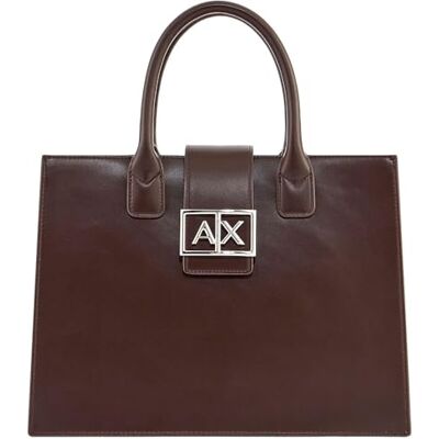 Giorgio Armani Exchange Sac à provisions pour femme, durable, logo argenté métallisé, ombre crépusculaire Giorgio Armani Exchange Sac à provisions pour femme, durable, logo argenté métallisé, ombre crépusculaire