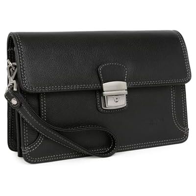 Hexagona Paris dragonne-pour Homme-Collection Confort-Marron foncé-en Cuir de Vachette grainé-Sacoche Vide Poches-Pochette-Sac porté Main, Taille Unique Hexagona Paris dragonne-pour Homme-Collection Confort-Marron foncé-en Cuir de Vachette grainé-Sacoche Vide Poches-Pochette-Sac porté Main, Taille Unique