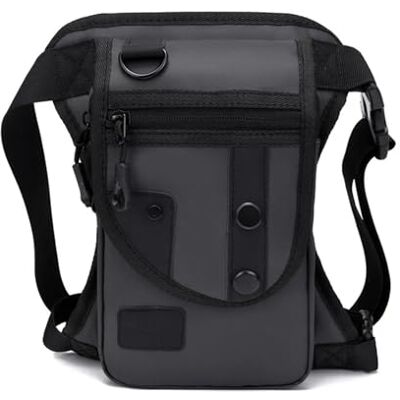 ILAZI Sac banane pour homme, sac de jambe, sac de ceinture utilitaire, pochette pour homme, hanche, moto, jambières, sacs de cuisse, sac banane pour cyclisme, sac à bandoulière, gris, One Size ILAZI Sac banane pour homme, sac de jambe, sac de ceinture utilitaire, pochette pour homme, hanche, moto, jambières, sacs de cuisse, sac banane pour cyclisme, sac à bandoulière, gris, One Size