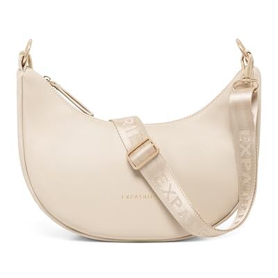 Expatrié Lea Small Sac à bandoulière pour femme en cuir végétalien – Sac à main en forme de demi-lune – Sac à main pour femme avec sangle réglable – Imperméable Expatrié Lea Small Sac à bandoulière pour femme en cuir végétalien – Sac à main en forme de demi-lune – Sac à main pour femme avec sangle réglable – Imperméable