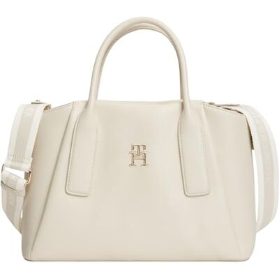 Tommy Hilfiger Th Essential Satchel AW0AW18532 Sacoche pour femme, beige (crème douce), taille unique Tommy Hilfiger Th Essential Satchel AW0AW18532 Sacoche pour femme, beige (crème douce), taille unique