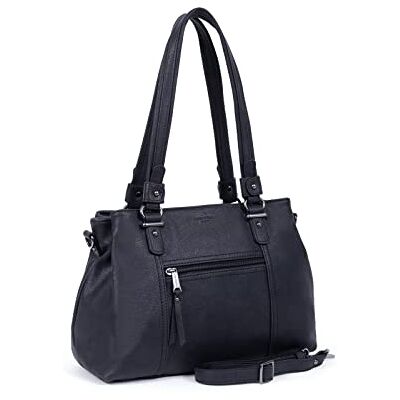 Hexagona Sac porté épaule 2 anses Compatible téléphone Portable pour Femme Collection Gracieuse, Noir, Élégant Hexagona Sac porté épaule 2 anses Compatible téléphone Portable pour Femme Collection Gracieuse, Noir, Élégant