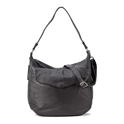 BIBA Sac à main pour femme en cuir véritable, sac Boho Leather Jersey X JEX5L, poignée courte et longue, fermeture éclair, cuir bovin légitime, Noir, Bohème BIBA Sac à main pour femme en cuir véritable, sac Boho Leather Jersey X JEX5L, poignée courte et longue, fermeture éclair, cuir bovin légitime, Noir, Bohème
