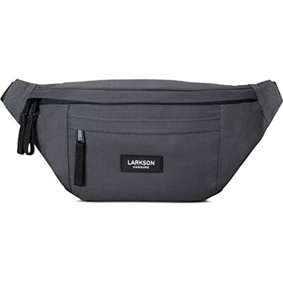 LARKSON Sac Banane Femme & Homme Ole, Gris Foncé, Taille unique, Sac Sacoche de Ceinture pour Festival, Voyage & Sport, Petit Sac à Main Fashion, Déperlant LARKSON Sac Banane Femme & Homme Ole, Gris Foncé, Taille unique, Sac Sacoche de Ceinture pour Festival, Voyage & Sport, Petit Sac à Main Fashion, Déperlant