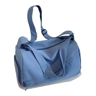 FJOADNVM Sac de sport en toile avec fermeture éclair Sac à main de voyage solide de grande capacité Simple et décontracté Sac à bandoulière souple et polyvalent, bleu, One Size FJOADNVM Sac de sport en toile avec fermeture éclair Sac à main de voyage solide de grande capacité Simple et décontracté Sac à bandoulière souple et polyvalent, bleu, One Size