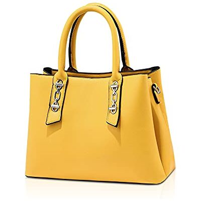 NICOLE & DORIS Sac Bandoulière Femme Sac a Mains Pochette en PU Cuir Sac Élégant Sac Fourre Tout Moyen Modèle Sac avec Trois Compartiments Sac Carré Sacoche Femme, Jaune, L NICOLE & DORIS Sac Bandoulière Femme Sac a Mains Pochette en PU Cuir Sac Élégant Sac Fourre Tout Moyen Modèle Sac avec Trois Compartiments Sac Carré Sacoche Femme, Jaune, L